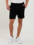 Dufy Siyah Erkek Regular Fit Düz Casual Örme Short - 88553