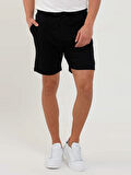 Dufy Siyah Erkek Regular Fit Düz Casual Örme Short - 88553