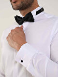 Dufy Beyaz Erkek Slim Fit Düz Ata Yaka Uzun Kol Gömlek - 89394