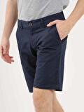 Dufy Lacivert Erkek Ekstra Slim Fit Düz Casual Short - 89629