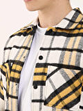 Dufy Sarı Erkek Regular Fit Ekose Desenli Brent Yaka Uzun Kol Oduncu Gömlek - 90497