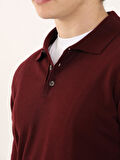 Dufy Bordo Erkek Slim Fit Düz Klasik Polo Yaka Kazak - 91137