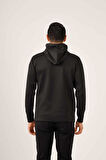 Dufy Siyah Erkek Regular Fit Düz Fermuarlı Kapüşonlu   Sweatshirt - 91884