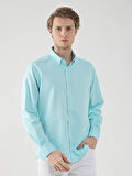 Dufy Mint Yeşili Erkek Slim Fit Düz Brent Düğmeli Yaka  Gömlek - 92093