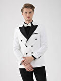 Dufy Ekru Erkek Slim Fit Düz Sivri Yaka Smokin Takım - 92441