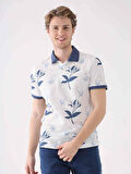 Dufy İndigo Erkek Slim Fit Çiçek Desenli Casual Polo Yaka Tshirt - 94261