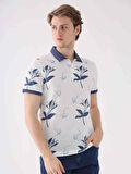 Dufy İndigo Erkek Slim Fit Çiçek Desenli Casual Polo Yaka Tshirt - 94261