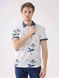 Dufy İndigo Erkek Slim Fit Çiçek Desenli Casual Polo Yaka Tshirt - 94261