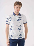 Dufy İndigo Erkek Slim Fit Çiçek Desenli Casual Polo Yaka Tshirt - 94261