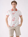 Dufy Pudra Erkek Slim Fit Çiçek Desenli Casual Polo Yaka Tshirt - 94266