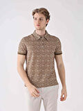 Dufy Kahverengi Erkek Ekstra Slim Fit Desenli Casual Polo Yaka Tshirt - 94301