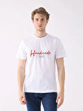 Dufy Beyaz Erkek Regular Fit Baskılı Casual O Yaka Tshirt - 94351