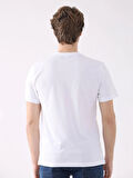 Dufy Beyaz Erkek Regular Fit Baskılı Casual O Yaka Tshirt - 94351