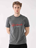 Dufy Antrasit Melanj Erkek Regular Fit Baskılı Casual O Yaka Tshirt - 94377