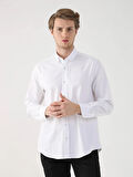 Dufy Beyaz Erkek Regular Fit Oxford Brent Düğmeli Yaka Uzun Kol Gömlek - 94827