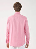 Dufy Pembe Erkek Regular Fit Oxford Brent Düğmeli Yaka Uzun Kol Gömlek - 94867