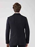 Dufy Lacivert Erkek Slim Fit Armürlü  Mono Yaka Ceket - 95392