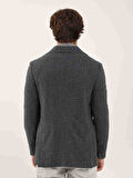 Dufy Koyu Mavi Erkek Slim Fit Ekose Desenli Mono Yaka Ceket - 95581