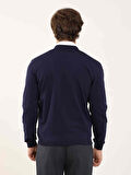 Dufy Lacivert Erkek Slim Fit Düz Bomber Yaka  Kazak - 96347