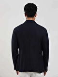 Dufy Lacivert Erkek Slim Fit Çizgili Casual Mono Yaka Ceket - 97108