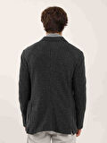 Dufy Koyu Gri Erkek Slim Fit Ekose Desenli Casual Mono Yaka Ceket - 97184