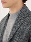 Dufy Lacivert Erkek Slim Fit Melanj Desenli Casual Mono Yaka Ceket - 97205
