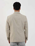 Dufy Bej Erkek Regular Fit Çizgili Klasik Sivri Yaka Ceket - 97226