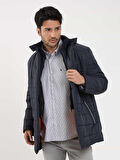 Dufy Lacivert Erkek Regular Fit Düz Kapüşonlu Şişme Mont - 97567