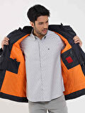 Dufy Lacivert Erkek Regular Fit Düz Kapüşonlu Şişme Mont - 97567
