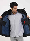 Dufy Siyah Erkek Regular Fit Düz Kapüşonlu Şişme Mont - 97577