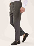 Dufy Kahverengi Erkek Slim Fit Melanj Desenli Klasik Pantolon - 97655