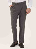 Dufy Kahverengi Erkek Slim Fit Melanj Desenli Klasik Pantolon - 97655