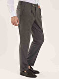 Dufy Kahverengi Erkek Slim Fit Melanj Desenli Klasik Pantolon - 97655