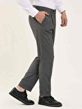 Dufy Gri Erkek Slim Fit Melanj Desenli Klasik Pantolon - 97669
