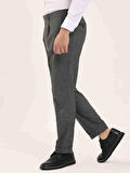 Dufy Gri Erkek Slim Fit Melanj Desenli Klasik Pantolon - 97669