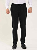 Dufy Siyah Erkek Slim Fit Çizgili Klasik Pantolon - 97676