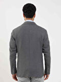 Dufy Gri Erkek Slim Fit Armürlü Casual Mono Yaka Ceket - 97177