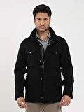 Dufy Siyah Erkek Regular Fit Düz Casual Dik Yaka Mont - 98150
