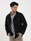 Dufy Siyah Erkek Regular Fit Düz Casual Dik Yaka Mont - 98150