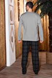 Erkek Penye Pamuk Regular Kalıp Sıfır Yaka Pijama Takımı A803123