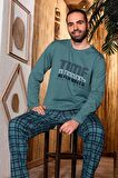 Erkek Penye Pamuk Regular Kalıp Sıfır Yaka Pijama Takımı A803123