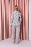 Kadın V Yaka Puantiye Desen Bambu İnterlok Anne Pijama Takımı P5046