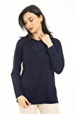 Yeni Sezon Kadın Orta Yaş ve Üzeri Yeni Desen Triko Yaka Likralı Anne Penye Bluz 30520