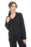 Kadın Gömlek Yaka Boydan Düğmeli Penye Pijama Takımı 200493