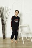 Yeni Sezon Erkek Çocuk Gez Garson Uzun Kollu Pamuk Penye Pijama Takımı 5084