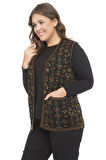 Kadın Etnik Model Triko Örgü Kilim Yelek 1070