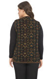 Kadın Etnik Model Triko Örgü Kilim Yelek 1070