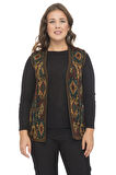 Kadın Etnik Desen Klasik Triko Örgü Kilim Anne Yelek 1052