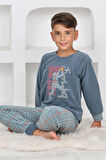 Yeni Sezon Sonbahar/Kış Erkek Çocuk Basketball Desenli Polar Pijama Takımı 4530