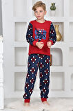 Yeni Sezon Sonbahar/Kış Erkek Çocuk Skate 8 Desenli Polar Pijama Takımı 4536